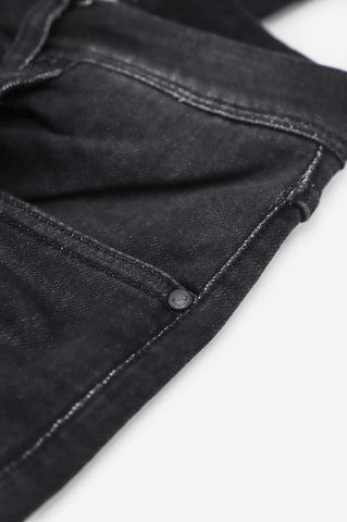 Men's Premium Fitted Stretchy Jeans - Knee Ripped Black - Jed North Canada