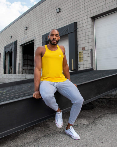 Men's Dri-Fit Bodybuilding Workout Stringer - Yellow (4609087832131)