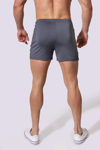Men's Bodybuilding Lift Shorts w Zipper Pockets - Gray (1337546178607)