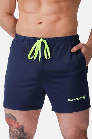 Agile Bodybuilding 4'' Shorts w Zipper Pockets - Navy Blue - Jed North Canada