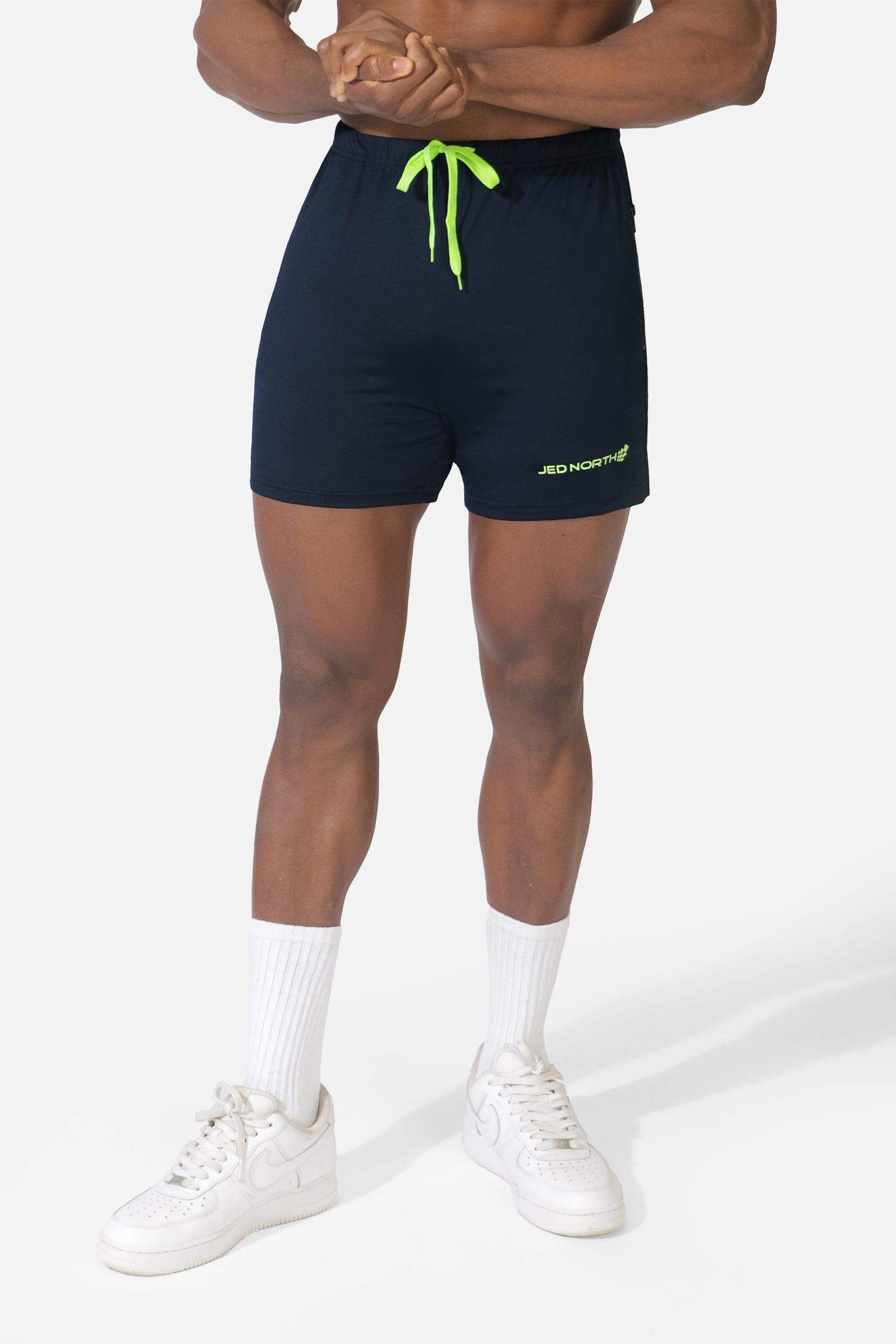 Agile Bodybuilding 4'' Shorts w Zipper Pockets - Navy Blue - Jed North Canada