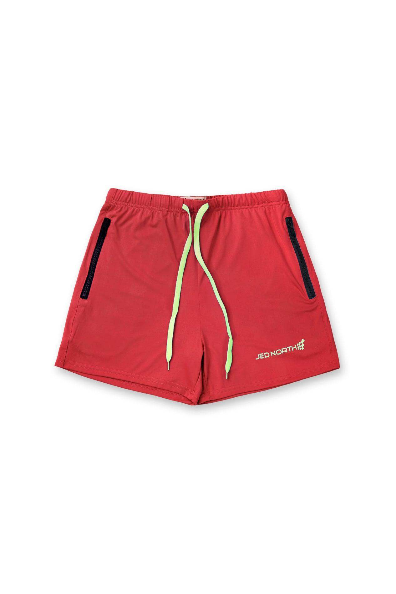 Agile Bodybuilding 4'' Shorts w Zipper Pockets - Crimson Red - Jed North Canada